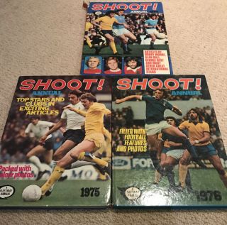 3 Shoot Annuals Bundle - Vintage 1974 - 76 B.  Moore,  Keegan,  George Best Football