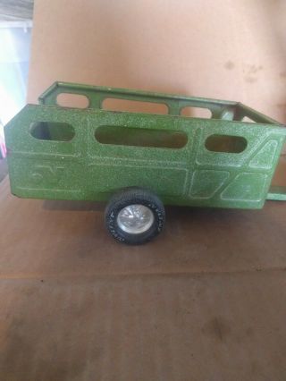 Vintage Nylint Farms Green Trailer Metal Toy Accessory Pressed Steel