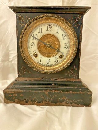 Antique Ansonia Striking Mantel Clock,  Metal Case.