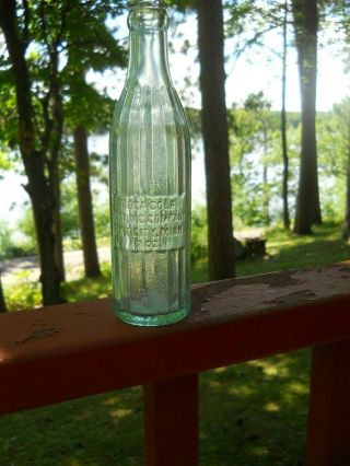 Early Vintage Straight Side Pleated Aqua Coca Cola Bottle Pine City Minn