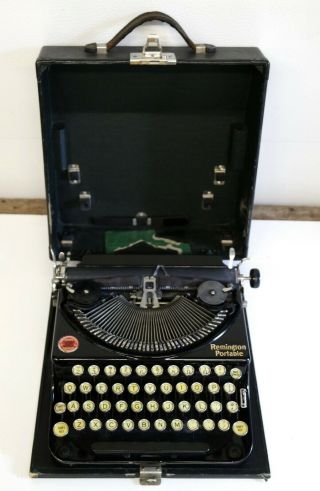 Antique Remington Portable Typewriter With Glass Keys And Case