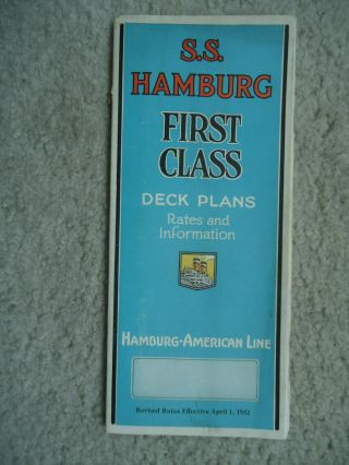 Hamburg - American Line - Ss Hamburg - First Class - Deck Plan - 1932