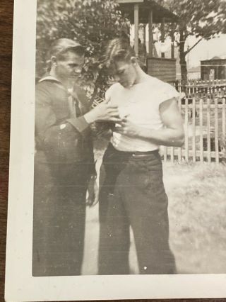 Vintage Photo Handsome Muscular Man Nurturing Gay Interest Sailors