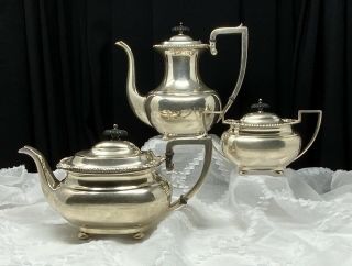 1886 - 1898 E.  G.  Webster & Son York Silver Tea & Coffee Service Gadrooned