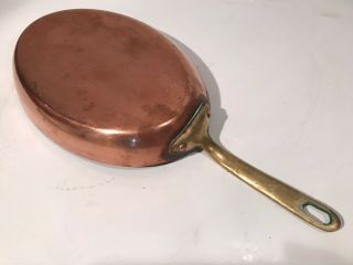10.  5” Antique J.  Gaillard Hammered Copper Saute Pan France 10.  5x7x1.  5”