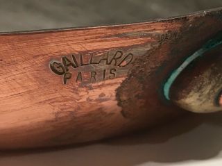 10.  5” Antique J.  Gaillard Hammered Copper Saute Pan France 10.  5x7x1.  5” 3