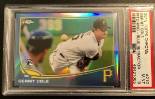 2013 Topps Chrome Gerrit Cole Blue Refractor Rc 144/199 Psa 9 Ny Yankees
