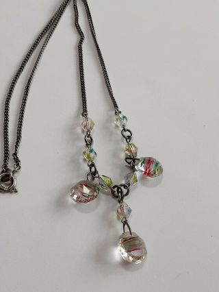 Lovely Vintage 16 Inch Long Necklace With Glass Droplets