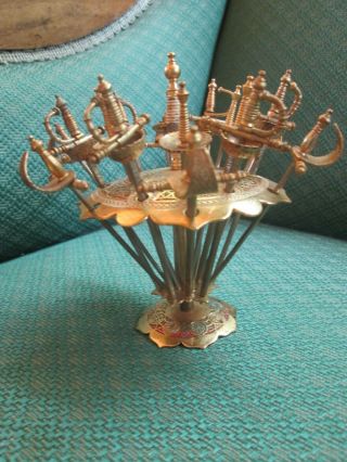 18 Vintage Toledo Mini Swords Stand For Hors D’oeuvres Cocktail Set Toothpicks