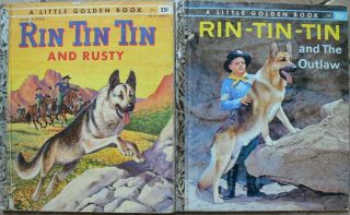 2 Vintage Little Golden Books Rin Tin Tin & Rusty,  Rin - Tin - Tin & The Outlaw