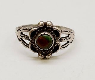 Vintage Fred Harvey Era Navajo Turquoise Sterling Silver Small Ring Size 6