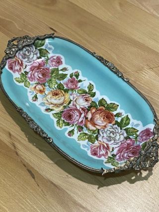 Antique Limoges 10 5.  5 Inches Porcelain Cake Plate Pink Roses