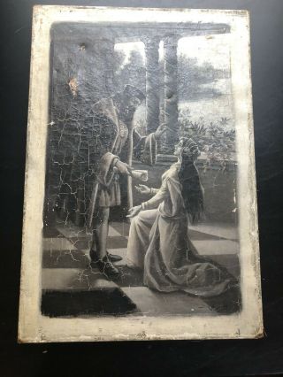 Antique Primitive,  Vintage Oil Painting On Canvas Signed T.  A.  Espelt Italy 2