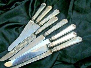 Watson Sterling Silver Handled 1937 George Ii Stainless Steel Knives 8 Set