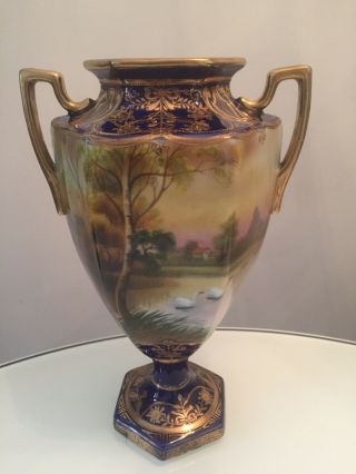 Vintage Noritake Hand Painted Porcelain Pedestal Vase