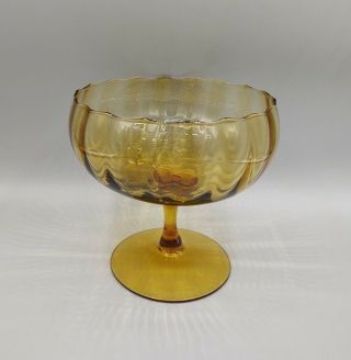 Vintage Empoli Amber Glass Pedestal Optic Compote Brandy Snifter Italy