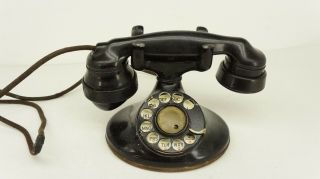 Antique Rotary Dial Telephone Black Metal & Bakelite Western Electric Oval Base