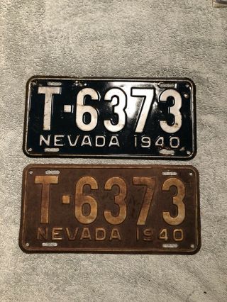 1940 Nevada Truck License Plate Pair T - 6373