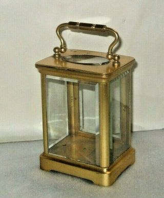 Antique French Lantern / Carriage Clock Brass Case With All Glass