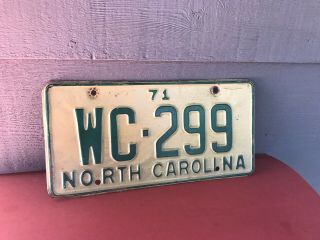 1971 North Carolina License Plate Wc - 299 Ford Chevy Dodge Vw Mg Low