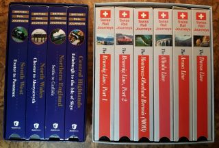 Railroad Vhs 1994 Swiss Rail Journeys 6 Tape & 1995 British Rail Journeys 4 Tape