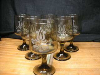 Pfaltzgraff Village Vintage Glassware,  Set Of Six 6 " Tall Wine Glasses,  Stemmed