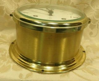 Vintage 60s - 70s Schatz Royal Mariner Brass Clock `heavy Brass W.  Germany