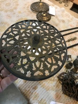 Antique Stamped Brass Heat Cap For Lamp 7.  25 Dia