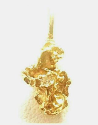 Solid 14k Yellow Gold Nugget Small Pendant Charm Natural.  06 Diamond 1.  5 Grams