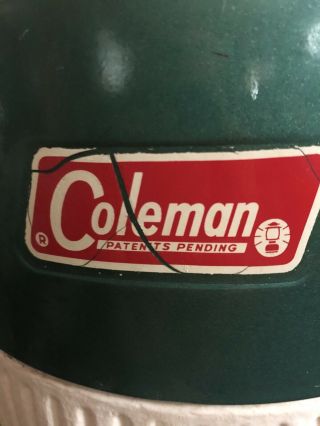 Vintage 1969 COLEMAN 1 Gallon Water Cooler Jug Green Metal W/spout & Cup Insert 3