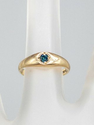 Antique 1930s Art Deco Vs Blue Diamond 10k Yellow Gold Band Ring