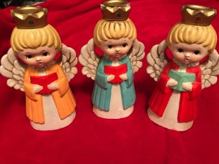 Vintage Christmas Angels Candle Holders Japan Set Of 3 Ceramic 7x4inches