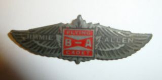 Vintage B/a British American Jimmie Allen Flying Cadet Wings Pin