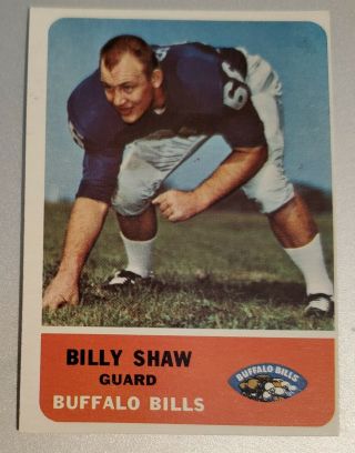 1962 Fleer Billy Shaw 16 Rc Vg - Ex (oc)