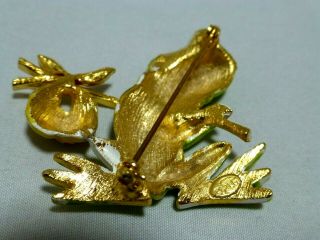 Vintage Signed LG LIND GAL Frog Hobo Enamel Rhinestones Figural Brooch Pin 2