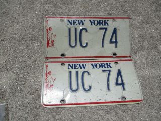 York Statue Of Liberty License Plate Pair Uc 74