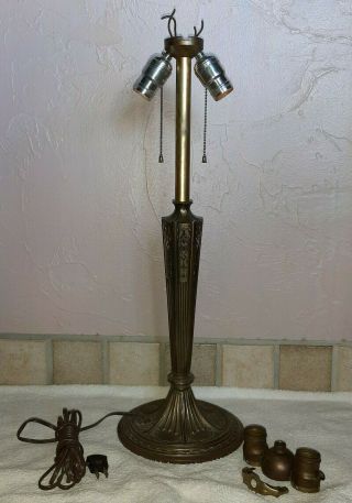 Old Antique Art Deco Table Lamp 1920s 1930s Vintage Nouveau Brass For Slag Glass