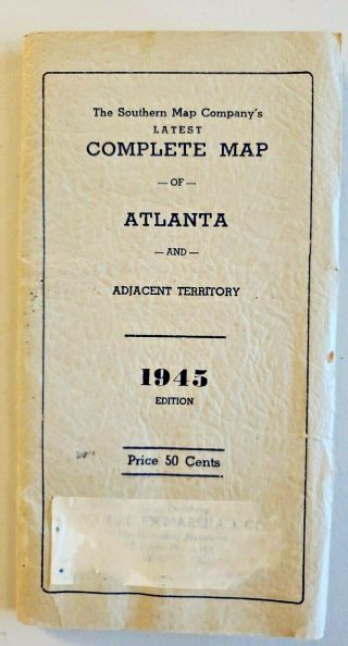 1945 Southern Map Company Complete Map Of Atlanta And Adjacent Territory
