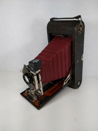 Antique 1909 Kodak Maroon Bellows No 3a Folding Pocket Camera Model B - 4 B&l Lens