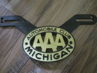 Vintage Plastic License Plate Topper Aaa Auto Club Of Michigan Metal Frame