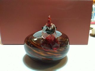 33 Vintage Murano Brown Rooster Planter Candy Dish 2