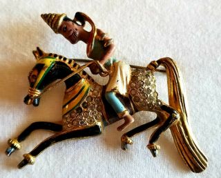 1944 Coro Craft Sterling Persian Horse Man Rider Pin