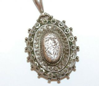 Antique Victorian English Sterling Silver Locket Pendant By J.  Walker C.  1893
