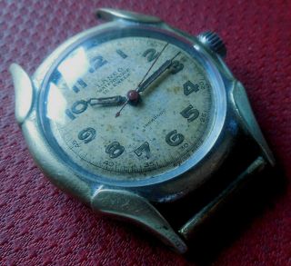 Vintage 1940s Lanco Waterproof 15 Jewels Swiss Military Watch Running Wristwatch