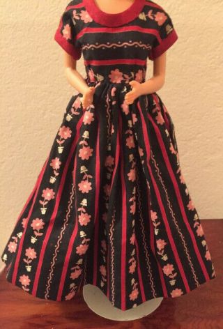 Vintage Barbie Full Skirt Long Dress Floral Design Late 60 