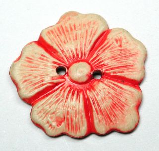 Vintage Celluloid Button Realistic Buffed Flower Design - 7/8 "