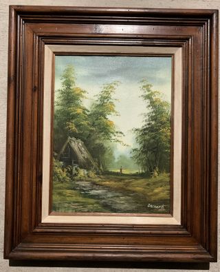 Vintage Oil Painting Landscape Signed Bernard