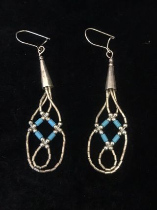 Vintage Liquid Sterling Silver Turquoise Native American Earrings