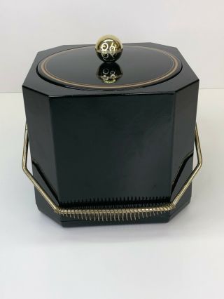 Vintage Mcm Mid Century Modern Black Ice Bucket Made In Japan