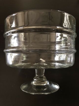 Vintage Large Clear Glass Trifle Dish Footed Pedestal Dessert Bowl